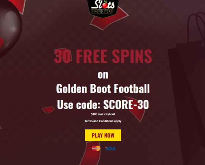 Slots Capital Casino: 30 Free Spins on Golden Boot Football – No Deposit Bonus