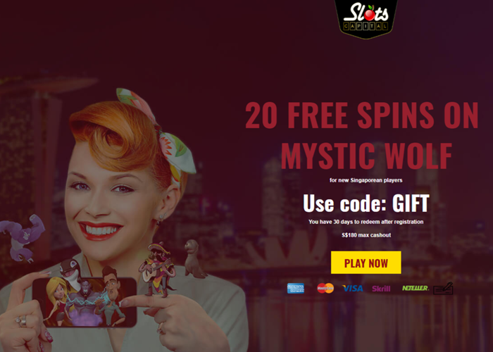 Slots Capital Singapore 20 Free Spins on Mystic Wolf - No Deposit Bonus