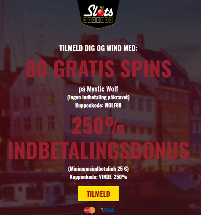 Slots Capital Denmark: 80 Free Spins on Mystic Wolf – No deposit Bonus (DK)