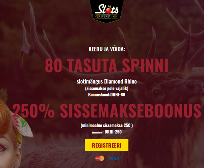 Slots Capital Estonia 80 Free Spins on Diamond Rhino Slot - No deposit Bonus